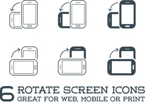 Rotate Smartphone or Cellular Phone or Tablet Icons Set in Vector