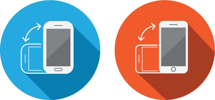 Rotate Flat Smartphone or Cellular Phone or Tablet Icons Set in Vector