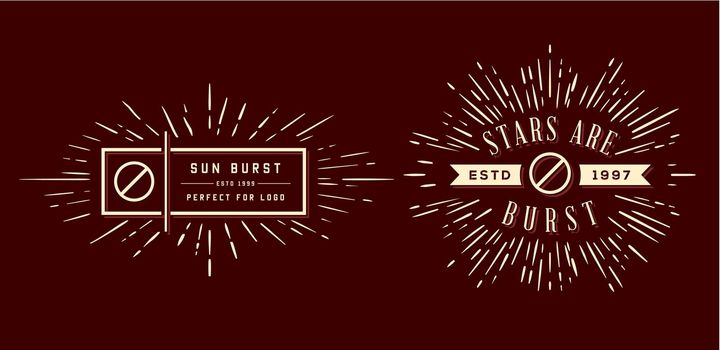 Sun burst vintage shapes collection set of sun ray frames retro vector design elements 
