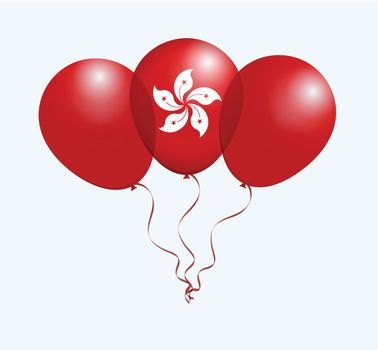 Balloons in Vector White Red as Hong Kong National Flag