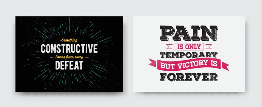 Set of Vector Grunge Concept with Inspiration Phrase for Poster or T-shirt. Creative Motivation Quote Collection.