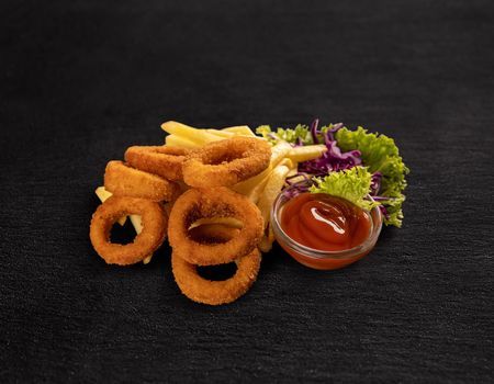 Onion rings and french fries 
