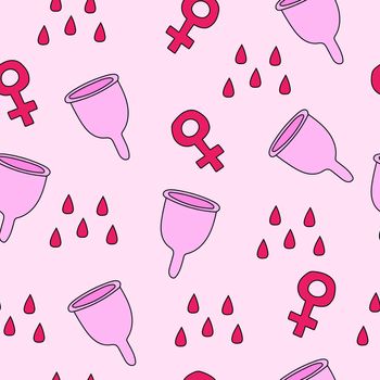 Menstrual cup. Menstruation theme. Period. Feminine hygiene product pattern