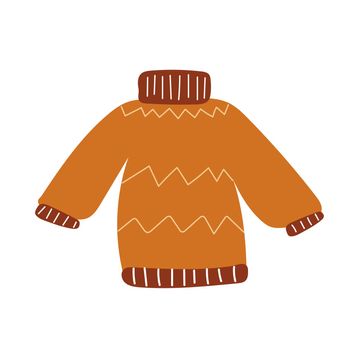 Vector warm knitted wool pullover cartoon icon. Cold weather apparel
