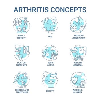 Arthritis blue concept icons set