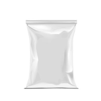 Realistic White Plastic Snack Bag Packaging
