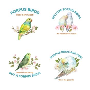 Logo design with forpus bird concept,watercolor style