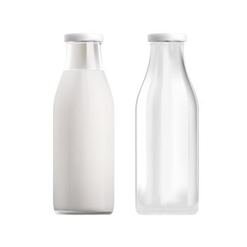 Realistic Transparent Clear Empty Milk Bottle Isolated