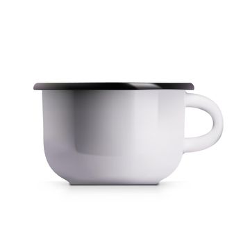 Realistic Enamel Metal White Mug Isolated On White Background