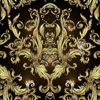 Seamless vintage background brown baroque pattern