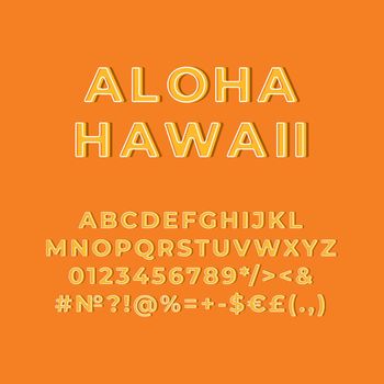 Aloha hawaii vintage 3d vector alphabet set