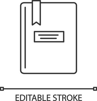 Book with bookmark linear icon