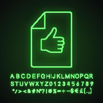 Approval document neon light icon