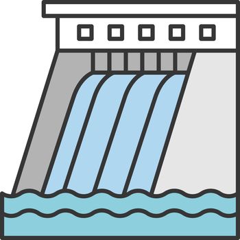 Hydroelectric dam color icon