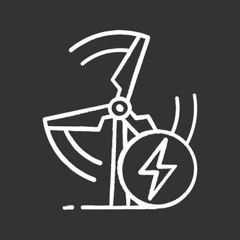 Wind energy turbine chalk icon