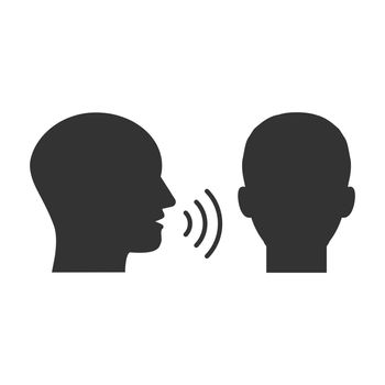 Head, people, listen and speak icon. Vector illustration, flat design.