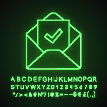 Email confirmation neon light icon