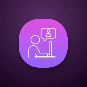 Online communication app icon. UI/UX user interface. Chatting. Online job interview. Business conversation. Web or mobile application. Vector isolated illustration