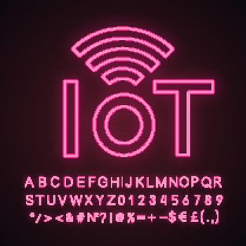 Internet of things neon light icon