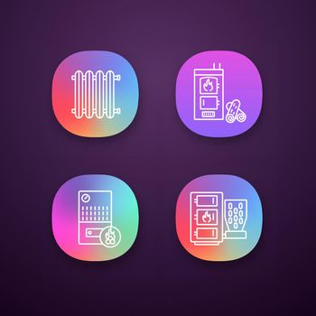 Heating app icons set