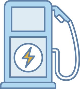 Electric vehicle charging station color icon