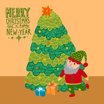 Marry christmas and a happy new year. Christmas illustration.