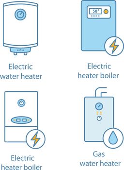 Heating color icons set