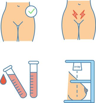 Gynecology color icons set