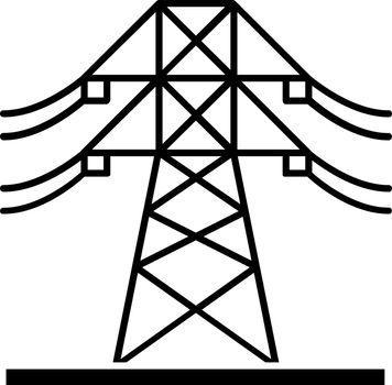 High voltage electric line glyph icon