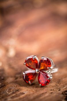 Ring with red gemstone