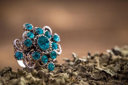 Ring with blue stones