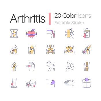 Arthritis RGB color icons set