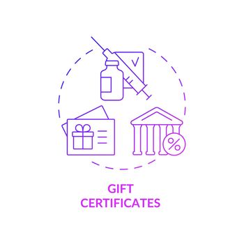 Gift certificates purple gradient concept icon