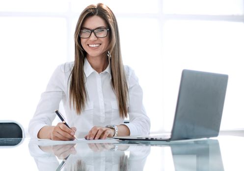 responsible business woman working with documents