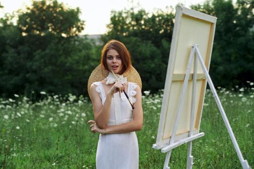 woman artist outdoors landscape creative hobby lifestyle