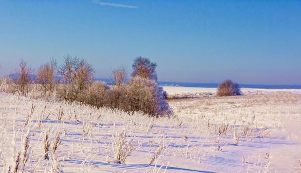Beautiful winter landscape in the Moscow region.