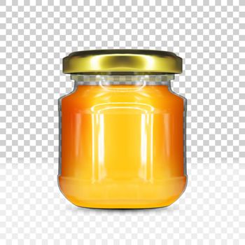 Empty Round Honey Glass Jar With Gold Screw Cap
