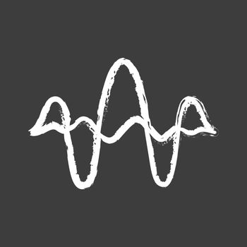 Overlapping curves, waves chalk icon. Vibration, noise amplitude level. Music, stereo frequency. Audio, digital soundwaves. DJ soundtrack playing. Isolated vector chalkboard illustration