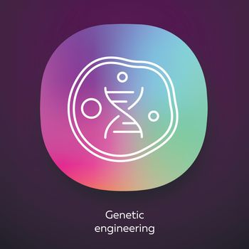 Genetic engineering app icon. Living body cell. Genome modification. Organism modify characteristics. UI/UX user interface. Web or mobile application. Vector isolated illustration