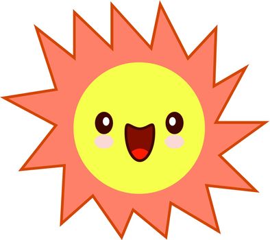 Smiling Yellow Simple Sun Cartoon Mascot Character. Vector Illustration Isolated On White Background