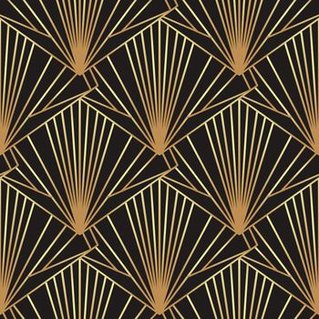 Art deco style geometric seamless pattern in black and gold. Vector illustration. Roaring 1920 design. Jazz era inspired .