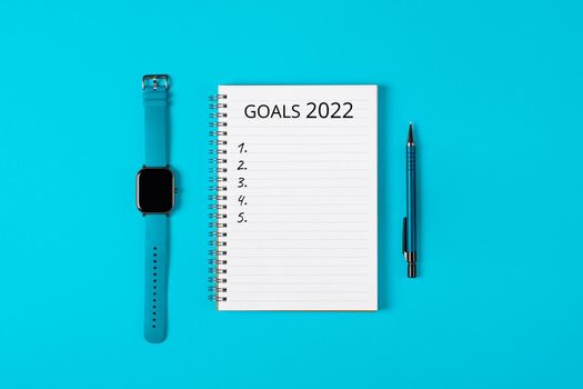 2022 goals concept banner notebook pencil