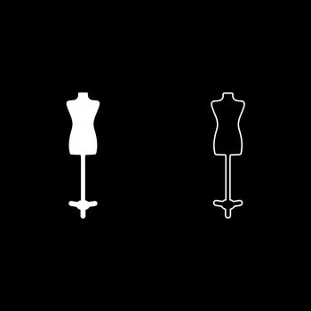Torso Mannequin tailors dummy silhouette manikin dressmakers icon white color vector illustration flat style image set