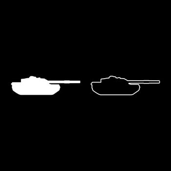 Tank Artillery Army machine Military silhouette World war icon white color vector illustration flat style image set
