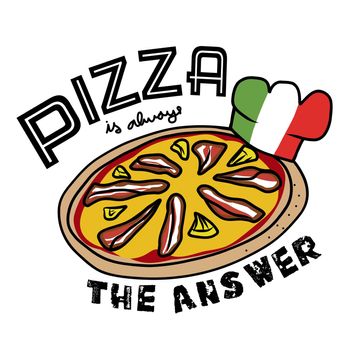 Pizza is always the answer logo vector illustration