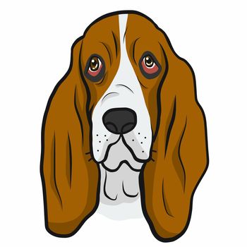 Basset Hound dog face cartoon vector illustration