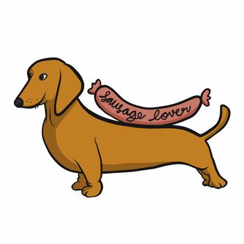 Dachshund dog sausage lover cartoon vector illustration