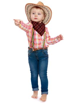 little girl dressed as a cowboy