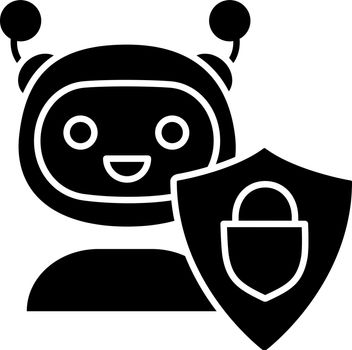Secured chatbot glyph icon