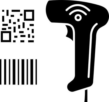 Barcode and QR code scanner glyph icon